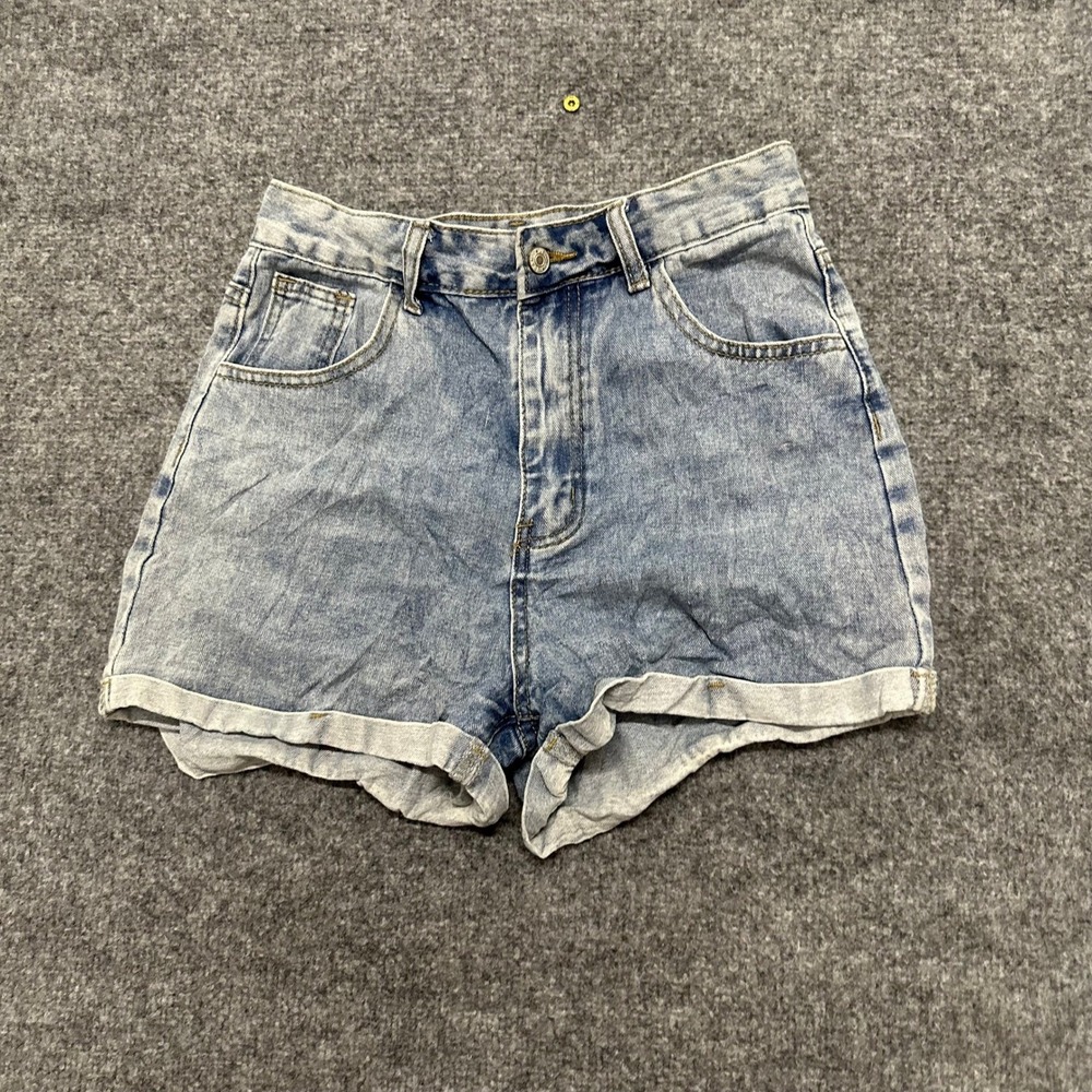 SHEIN Denim Shorts Womens Size S Light Wash High Waisted Cuffed Casual Summer